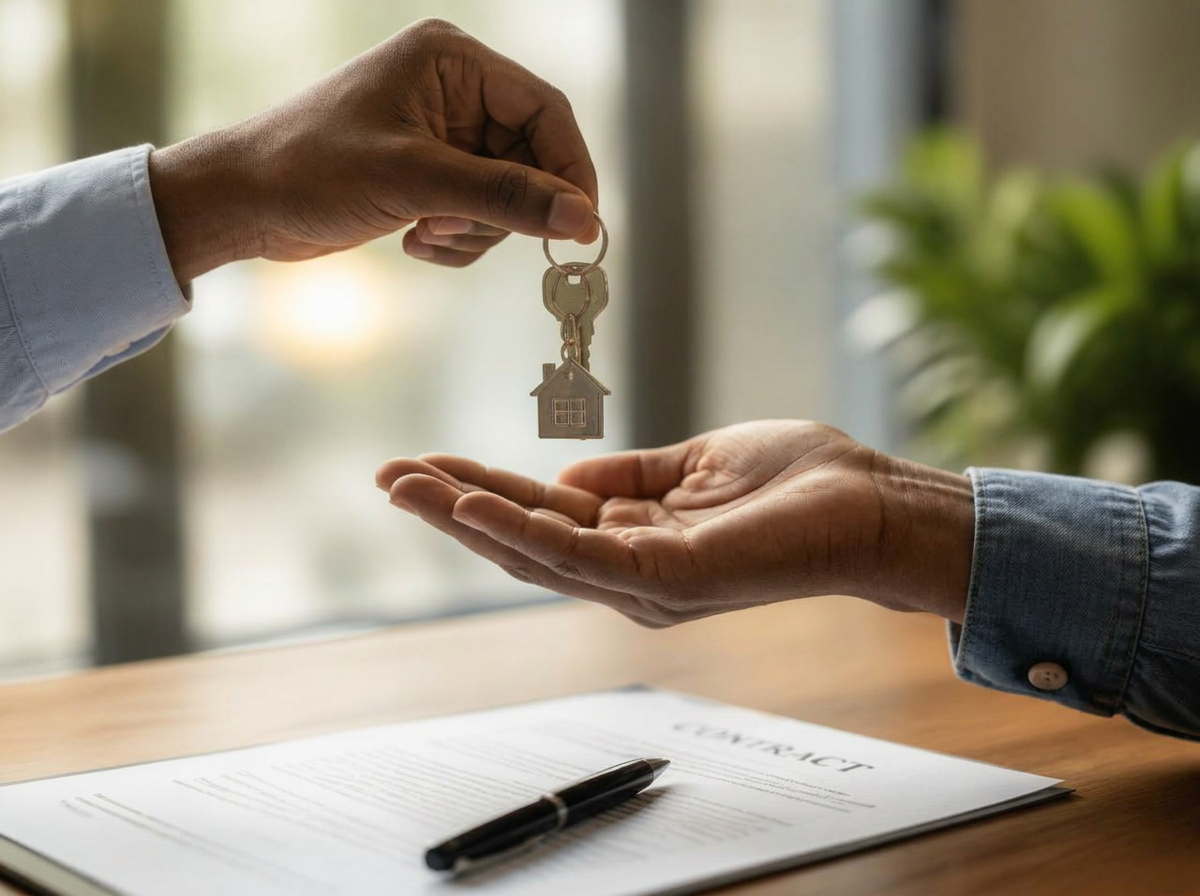 Keys being handed to a first-time buyer at closing